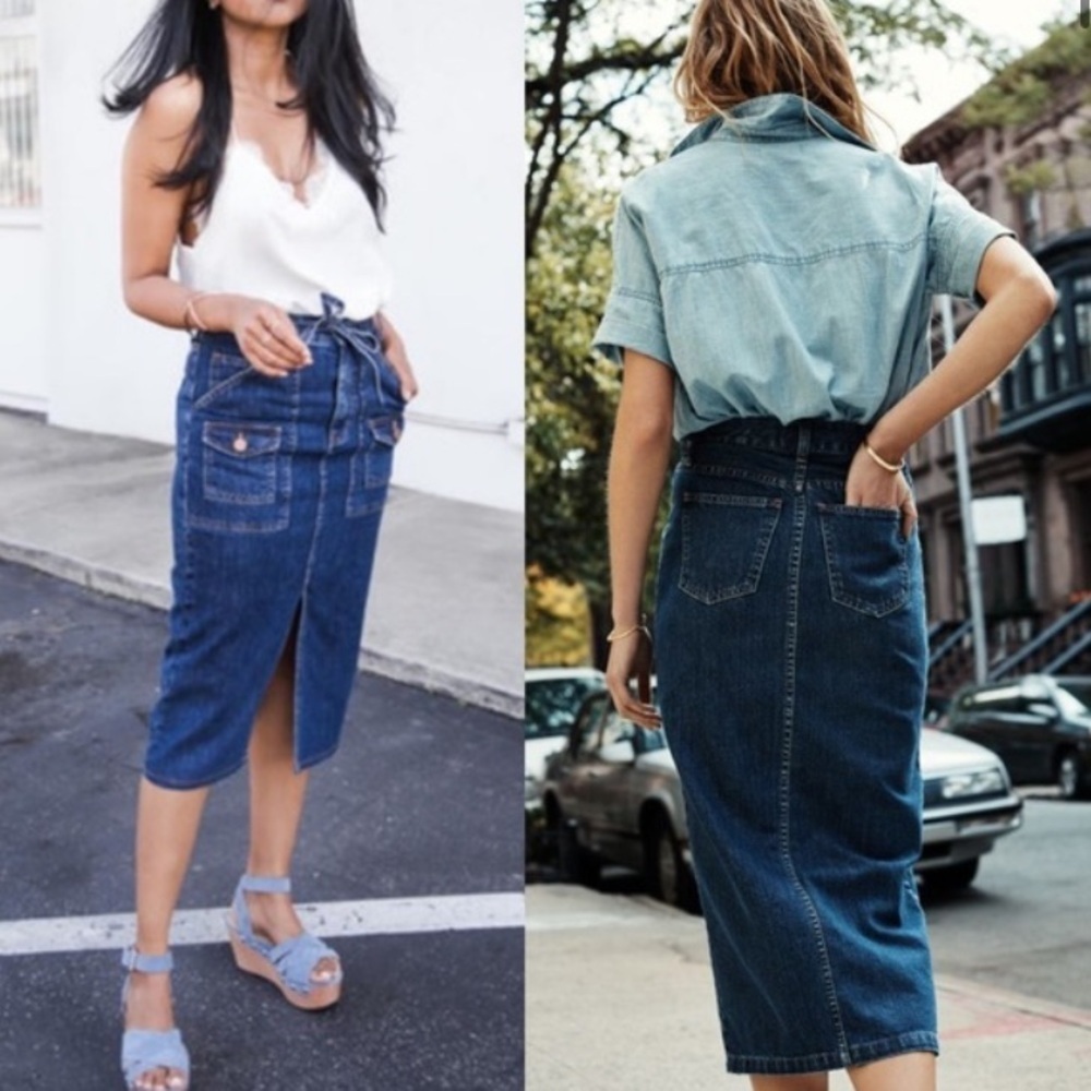 Madewell Blue Midi Skirt - Picture 3 of 14